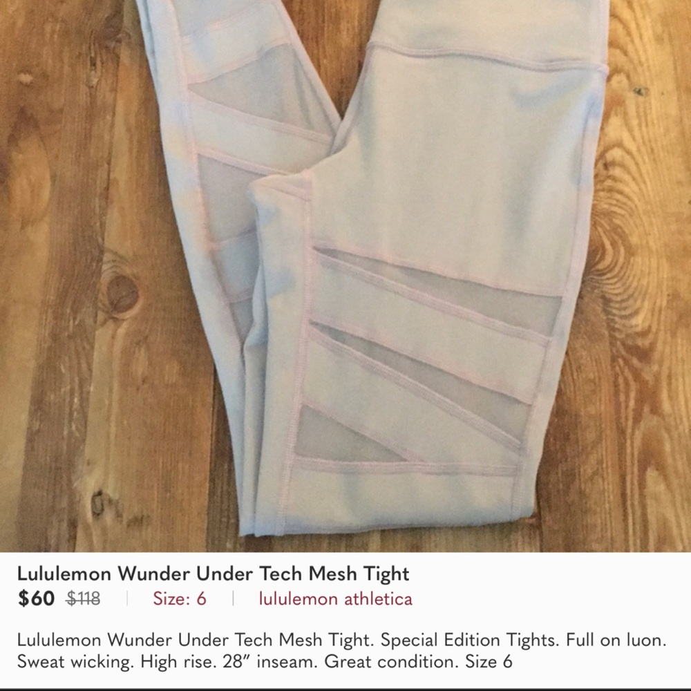 Lululemon wonder under mesh tights